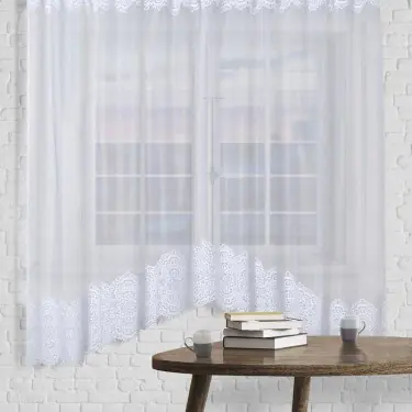 Штора со шторной лентой, ширина 285 см, высота 160 см, цвет белый