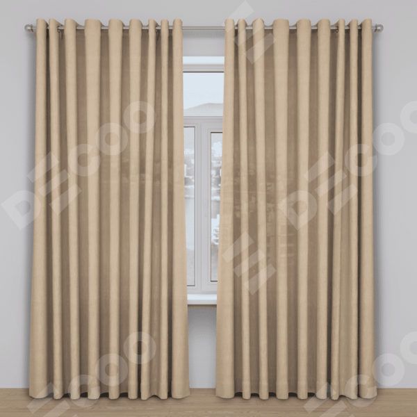Шторы на люверсах ткань вельвет песочный