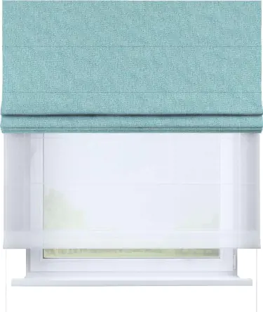 Римская штора «Кортин» день-ночь, ткань лён димаут, бирюзовый