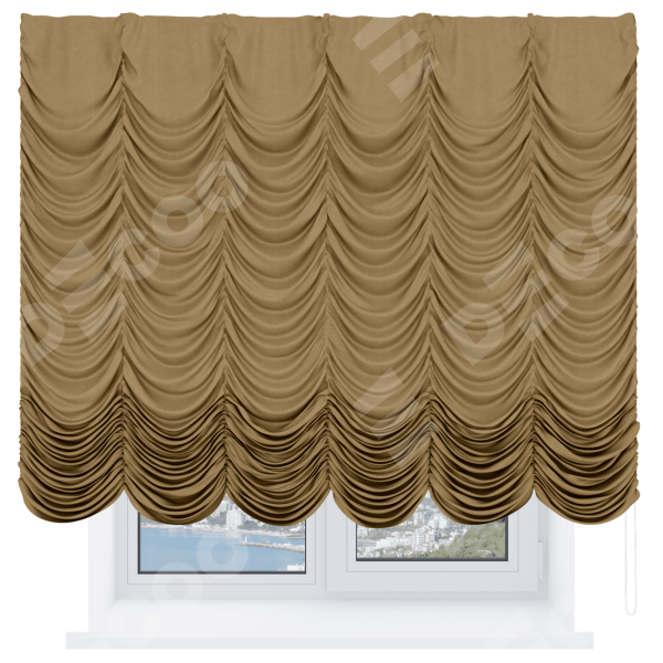 Французская штора «Кортин», вельвет горчица