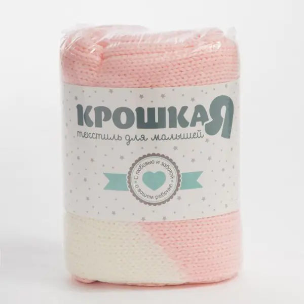 Плед вязаный Крошка Я «Сердце» цвет розовый, 75х95 см