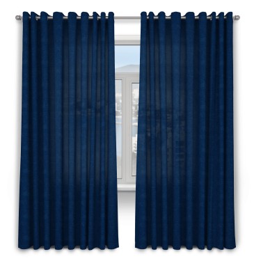 Комплект штор 2 шт, софт, цвет однотонный синий, размер от 40 см