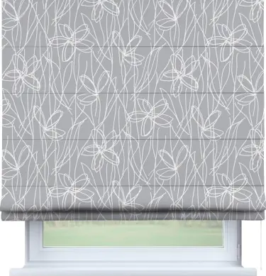 Римская штора «Кортин» для проема «Нарисованные цветы»