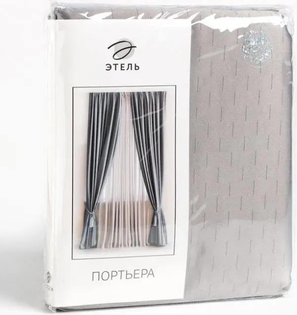 Штора портьерная Этель «Штрихи» цвет серый, на шторной ленте, 250х265 см