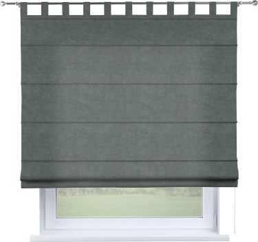 Римская штора на петлях «Кортин», ткань вельвет серый