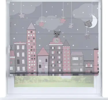 Римская штора «Кортин» на створку «Вечерний город»