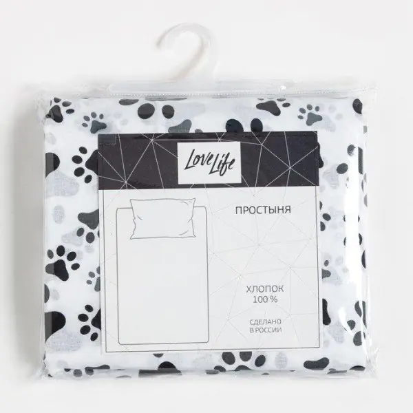 Простыня LoveLife Cat 150х220 см, 100% хлопок, поплин, 125 г/м²