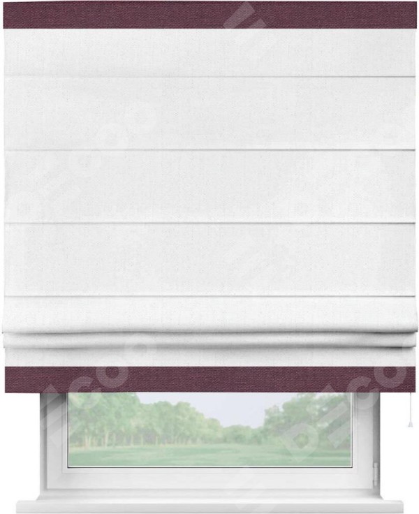 Римская штора «Кортин» с кантом Горизонт, для проема, лён белоснежный