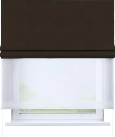 Римская штора «Кортин» день-ночь, ткань вельвет тёмно-коричневый