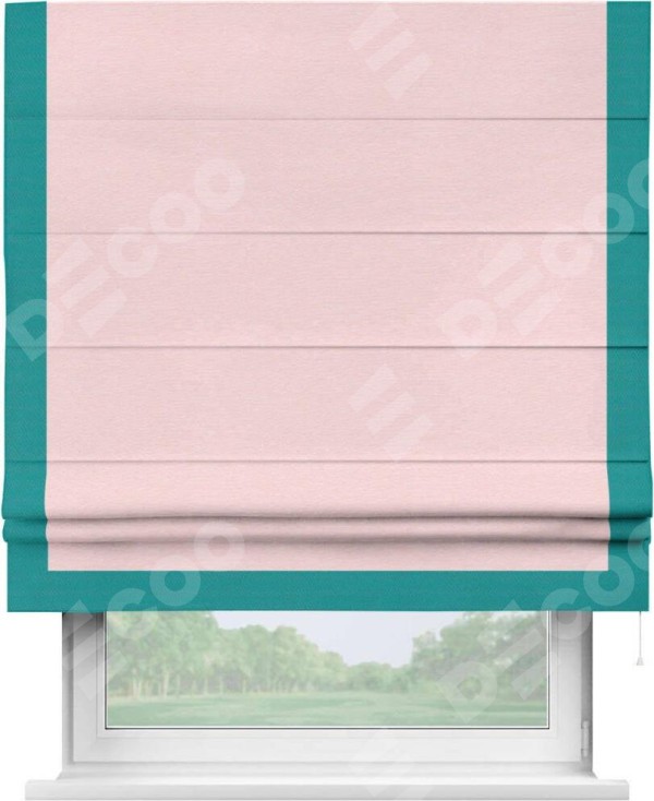 Римская штора «Кортин» с кантом Виктория, для проема, ткань блэкаут однотонный розовый