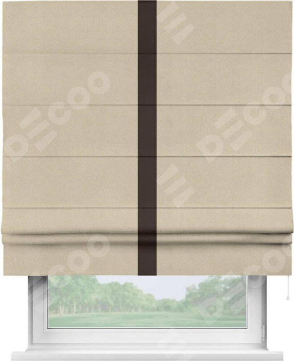 Римская штора «Кортин» с кантом Хайвэй, для проема, ткань блэкаут однотонный кофейно-бежевый
