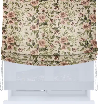 Римская штора «Кортин», день-ночь с мягкими складками,  ткань «Розы бежевые»