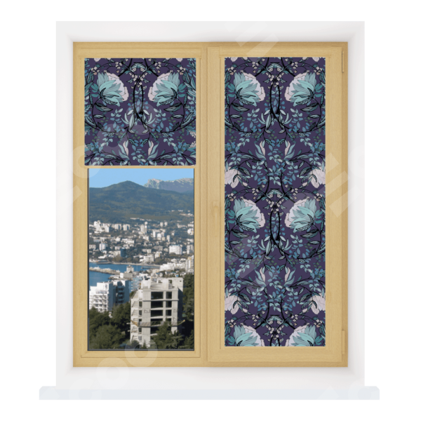 Рулонная штора Уни 2 с принтом Цветочный индиго