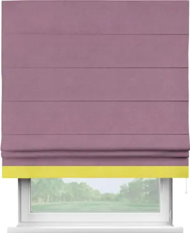 Римская штора «Кортин» с кантом Джестер, для проема, ткань вельвет лиловый