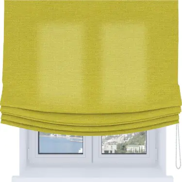 Римская штора Soft с мягкими складками, ткань лён салатовый
