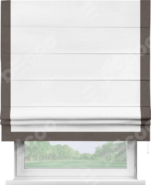 Римская штора «Кортин» с кантом Виктория, для проема, ткань вельвет белый