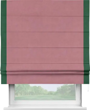 Римская штора «Кортин» с кантом Стрим Дуо, для проема, ткань вельвет брусника