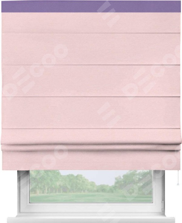 Римская штора «Кортин» с кантом Кинг, для проема, ткань блэкаут однотонный розовый