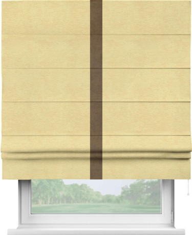 Римская штора «Кортин» с кантом Хайвэй, для проема, ткань софт однотонный золотой