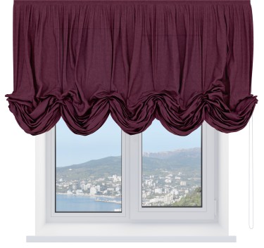 Австрийская штора «Кортин», ткань лён кашемир цвет бордовый