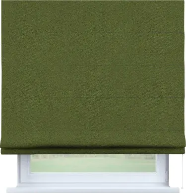 Римская штора «Кортин» для проема, ткань лён блэкаут, оливковый