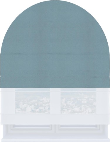 Римская штора «Кортин» день-ночь для арочного проёма, ткань блэкаут однотонный серо-голубой