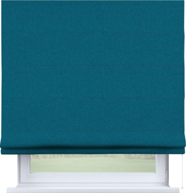 Римская штора «Кортин» для проема, ткань лён димаут, светло-синий