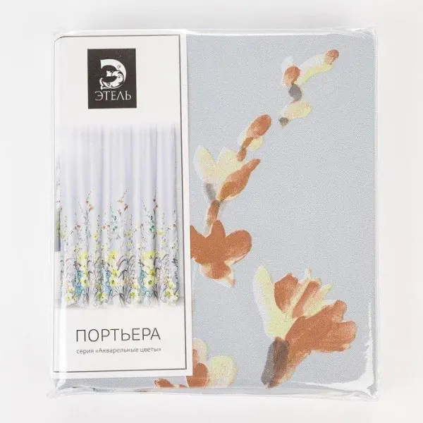 Штора портьерная Этель "Акварель" цв.желтый, 145*265 см, пл. 210 г/м2, 100 п/э