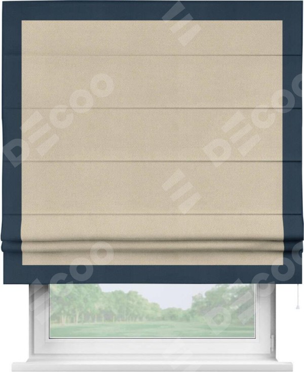 Римская штора «Кортин» с кантом Чесс, для проема, ткань блэкаут однотонный кофейно-бежевый