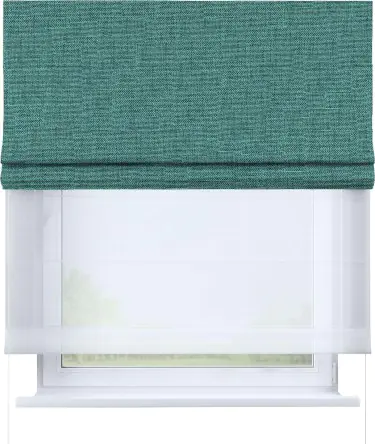 Римская штора «Кортин» день-ночь, ткань лён кашемир бирюзовый