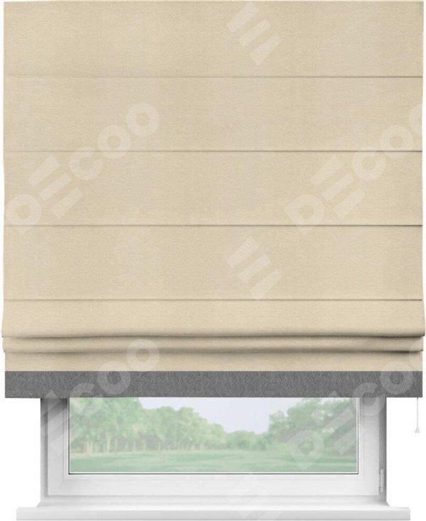 Римская штора «Кортин» с кантом Джестер, для проема, ткань софт однотонный бежевый лайт