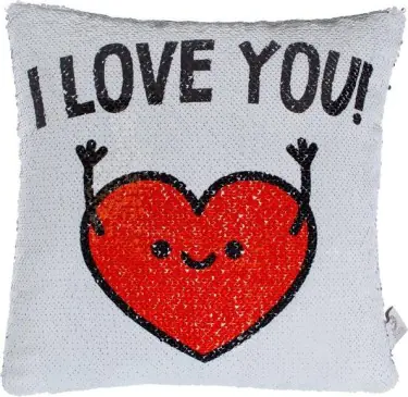 Наволочка с пайетками "Этель" I love you, 40х40 см, велюр, 100% п/э