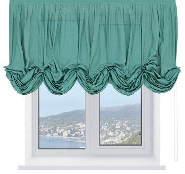 Австрийская штора «Кортин», лён светло-бирюзовый