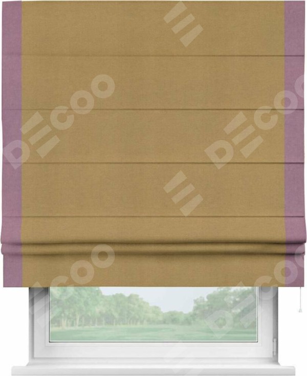 Римская штора «Кортин» с кантом Стрим Дуо, для проема, ткань вельвет горчица