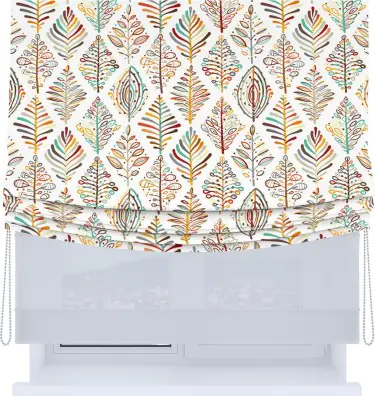 Римская штора «Кортин», день-ночь с мягкими складками, «Растительные ромбы»