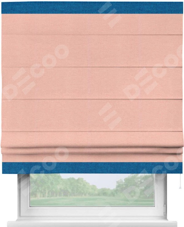 Римская штора «Кортин» с кантом Горизонт, для проема, ткань лён розовый