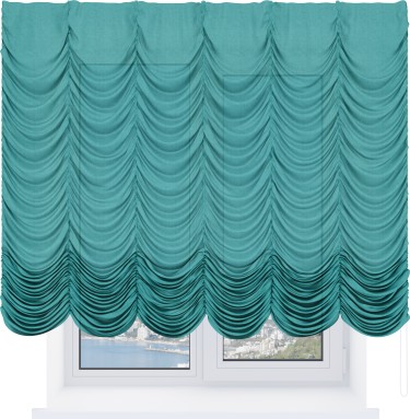 Французская штора «Кортин», лён изумрудный
