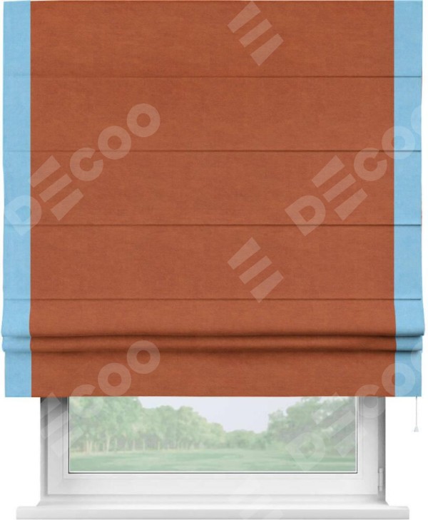 Римская штора «Кортин» с кантом Стрим Дуо, для проема, ткань вельвет терракотовый