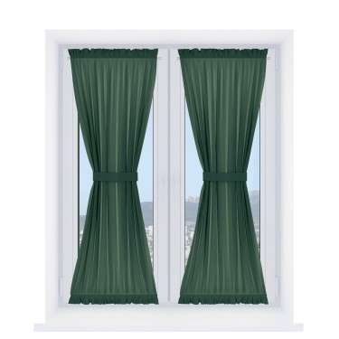 Штора песочные часы «Кортин» лён димаут тёмно-зелёный