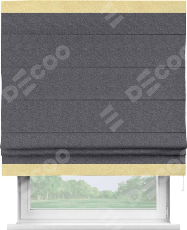 Римская штора «Кортин» с кантом Горизонт, для проема, ткань софт однотонный графит
