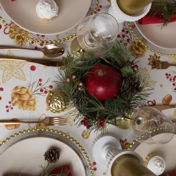 Скатерть "Этель" Golden Christmas 149х250см c ГМВО, 100%хл, 190 г/м2