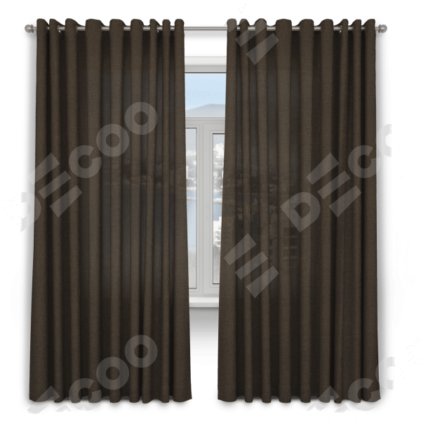 Комплект штор 2 шт, лён, цвет тёмно-коричневый, размер от 45 см