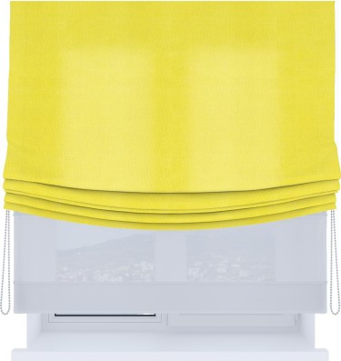 Римская штора «Кортин», день-ночь с мягкими складками, вельвет светло-желтый