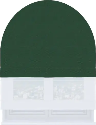 Римская штора «Кортин» день-ночь для арочного проёма, ткань лён димаут тёмно-зелёный