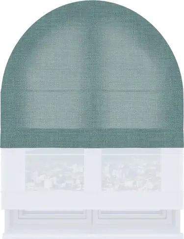 Римская штора «Кортин» день-ночь для арочного проёма, ткань лён голубой