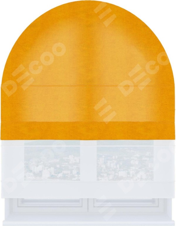 Римская штора «Кортин» день-ночь для арочного проёма, ткань вельвет желтый