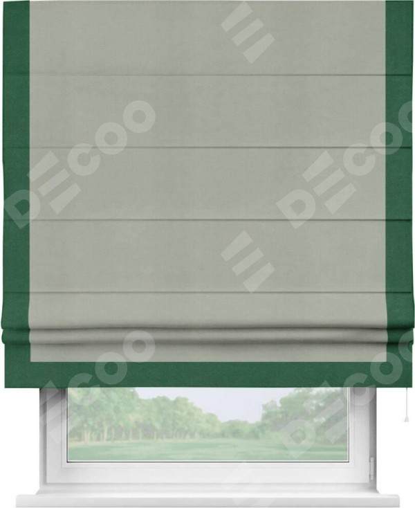 Римская штора «Кортин» с кантом Виктория, для проема, ткань вельвет cветло-серый