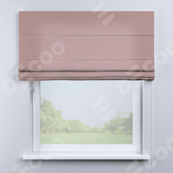 Римская штора «Кортин» для проема, ткань вельвет розовая пудра