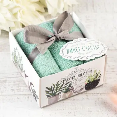 Набор махровых полотенец «Здесь живет счастье» 30х30 см - 3 шт