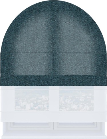 Римская штора «Кортин» день-ночь для арочного проёма, ткань лён кашемир синий
